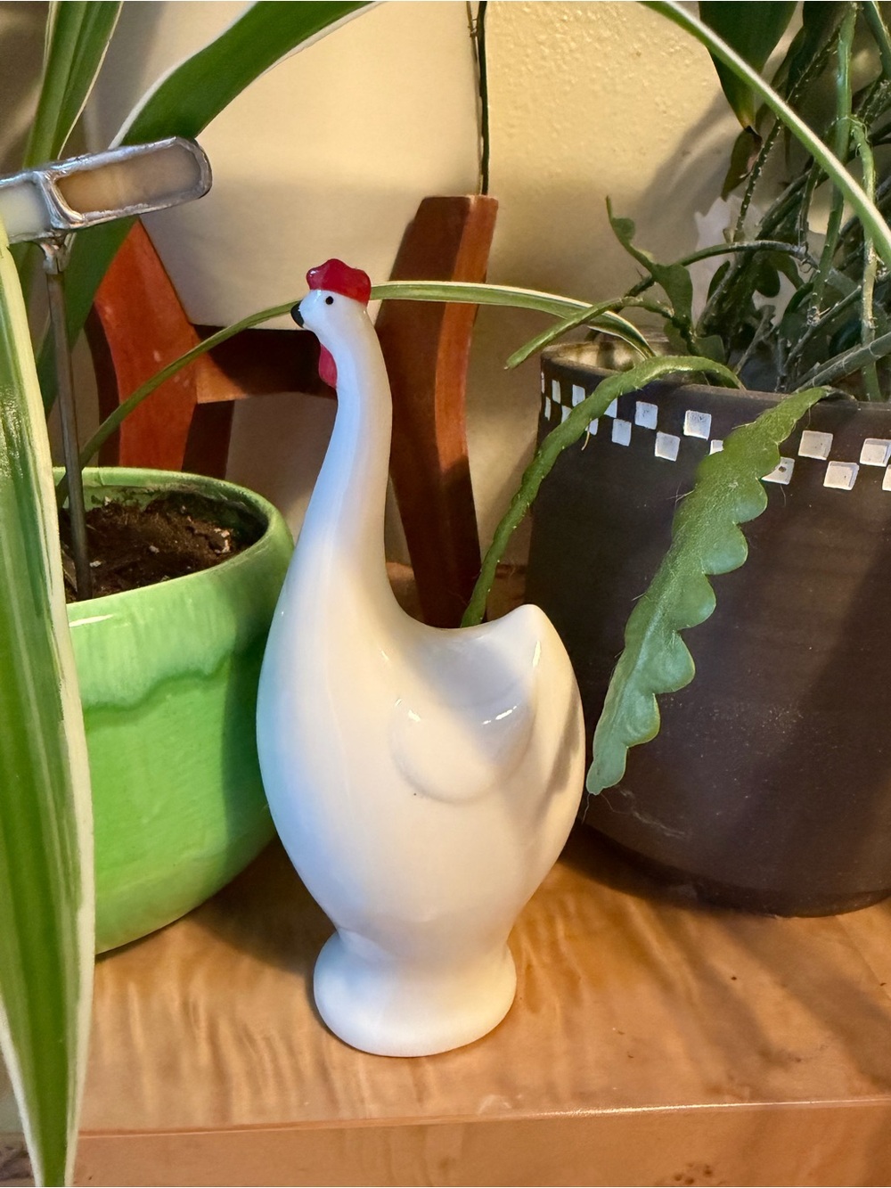 White Ceramic Hen Figurine, MCM Danish Style Reproduction
